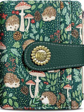 Cute Hedgehog Small RFID Women’s Bifold Wallet with Zipper Coin Pocket